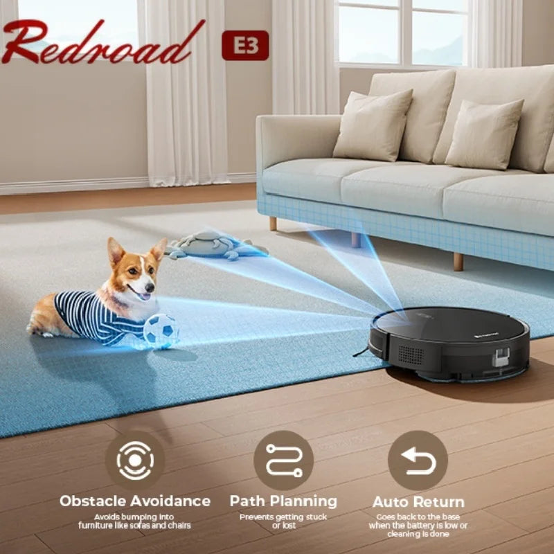 Redroad E3 Robot Vacuum Cleaner Auto Charging 2700Pa Power App Control Water Tank Wet Mopping Electric Sweeper