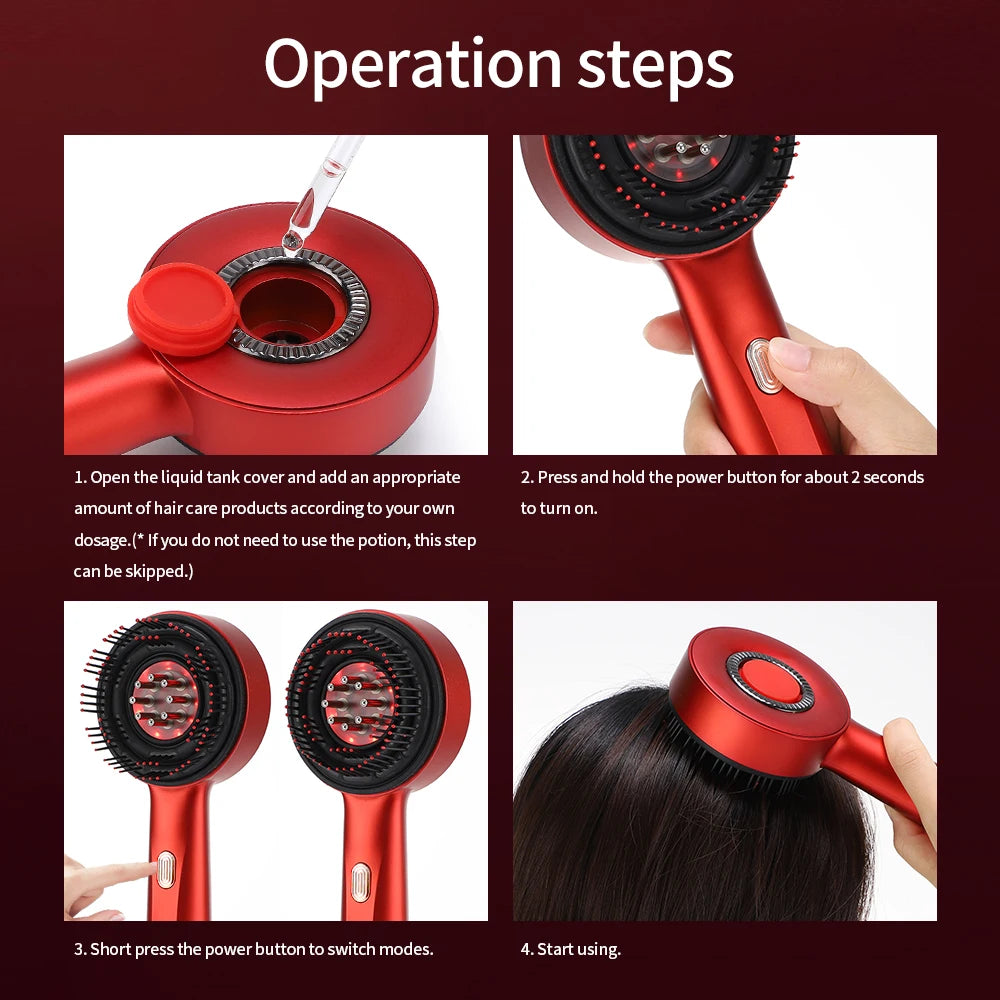 Deep Kneading Masssage Comb, Red Light Therapy Scalp Massager, Hair Growth Massage Scalp Brush, Head Medicine Applicator
