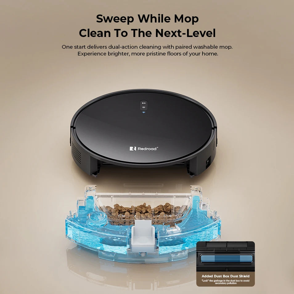 Redroad E3 Robot Vacuum Cleaner Auto Charging 2700Pa Power App Control Water Tank Wet Mopping Electric Sweeper