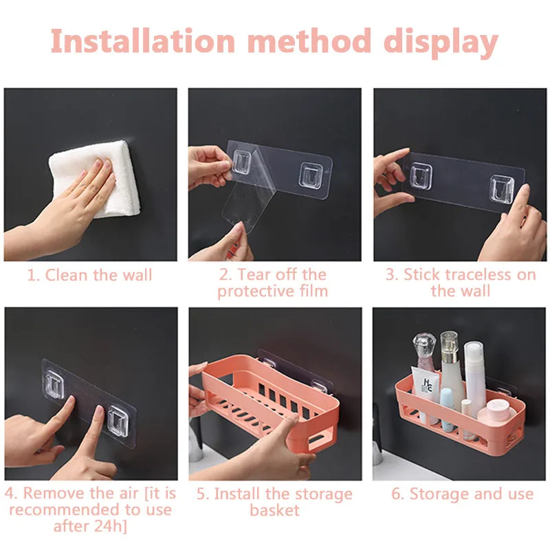 Bathroom Shelf Organizer Toilet Adhesive Shampoo Gel Storage Basket Decoration Bathroom Corner Shower Shelf Rack Accessories