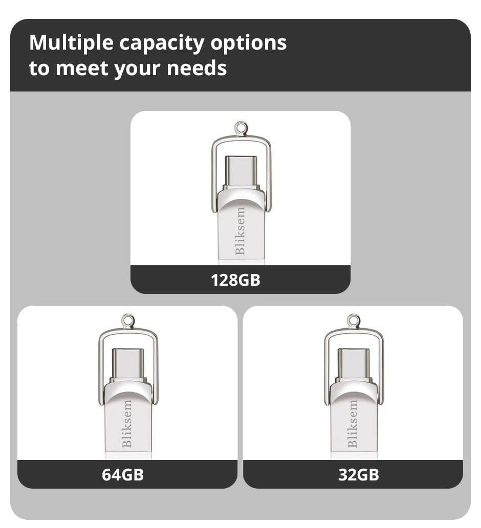 Bliksem 2in1 USB Flash Drive 32GB 64GB 128GB for TYPE-C PC High Speed USB Flash Drive 128GB USB 2.0 TYPE-C 32GB 64GB Pen Drive