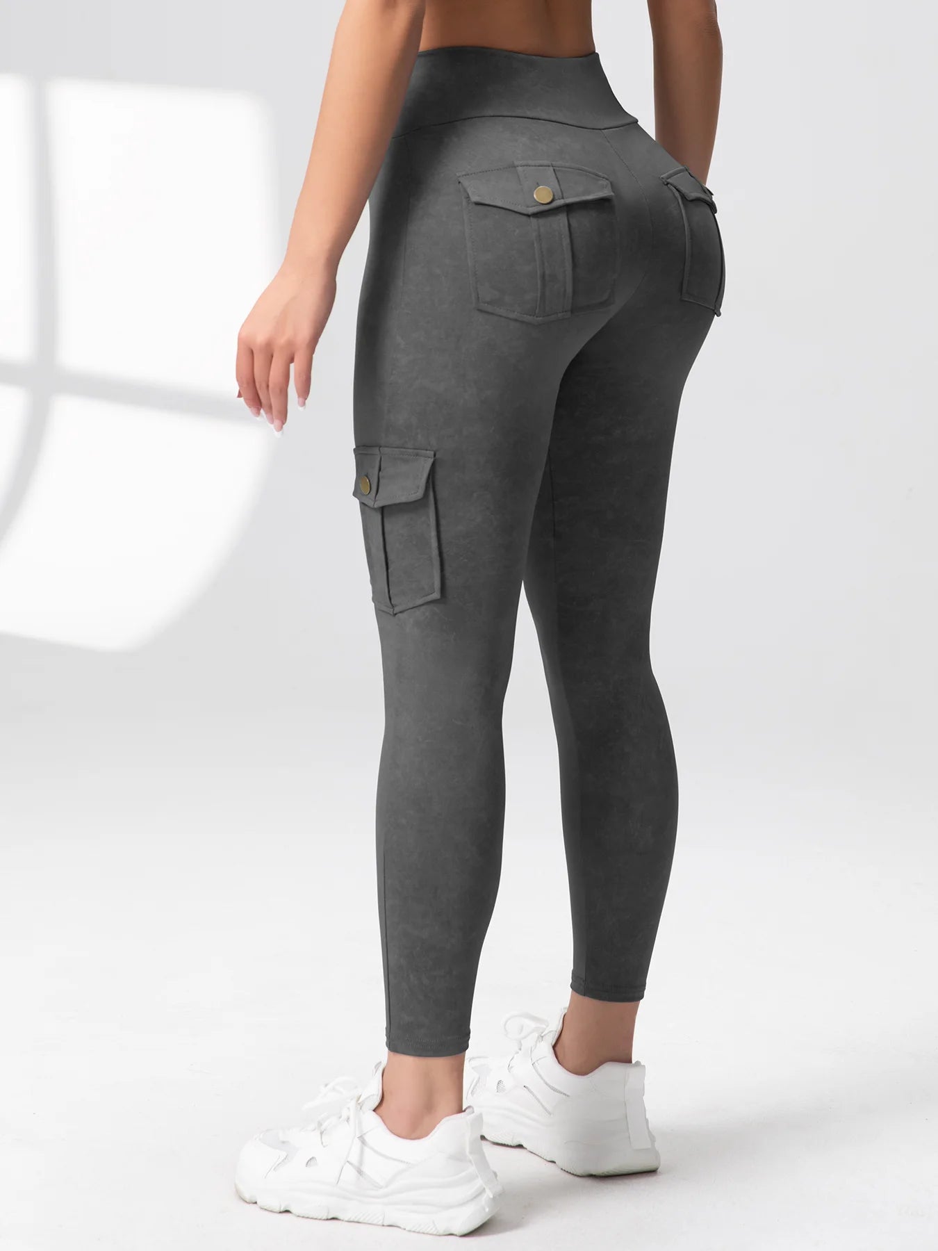 Washed Print Yoga Pants Work Pocket Fitness Legging High Waist Butt Lifting Workout Gym Tights Outdoor Running Pants Sportswear