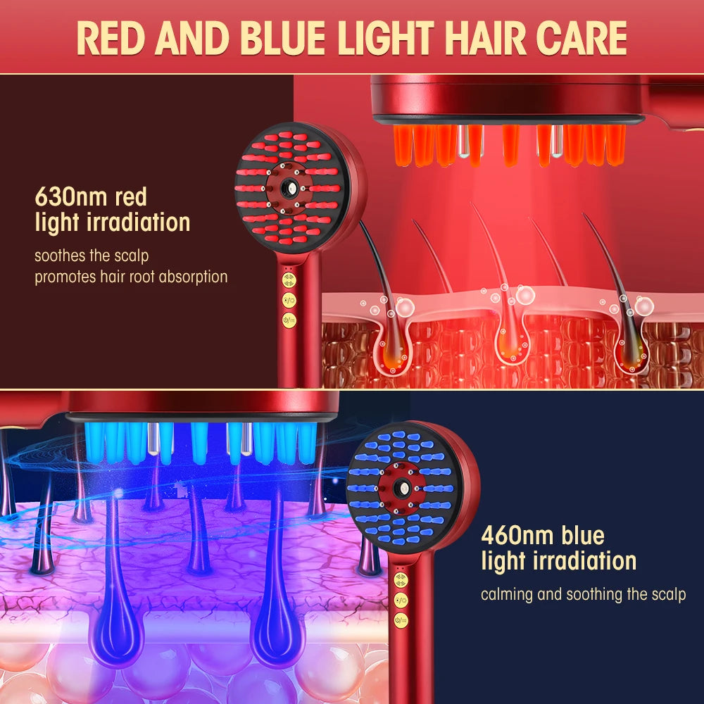 Deep Kneading Masssage Comb, Red Light Therapy Scalp Massager, Hair Growth Massage Scalp Brush, Head Medicine Applicator