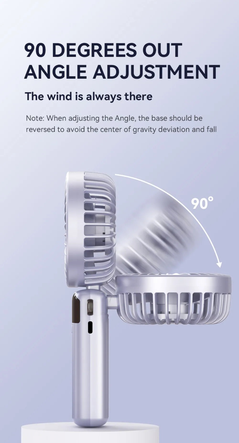 Portable Mini Fan USB Outdoor Handheld Fan with Desktop Phone Holder 3Wind Adjustments Long Working Life Multi-function Mini Fan