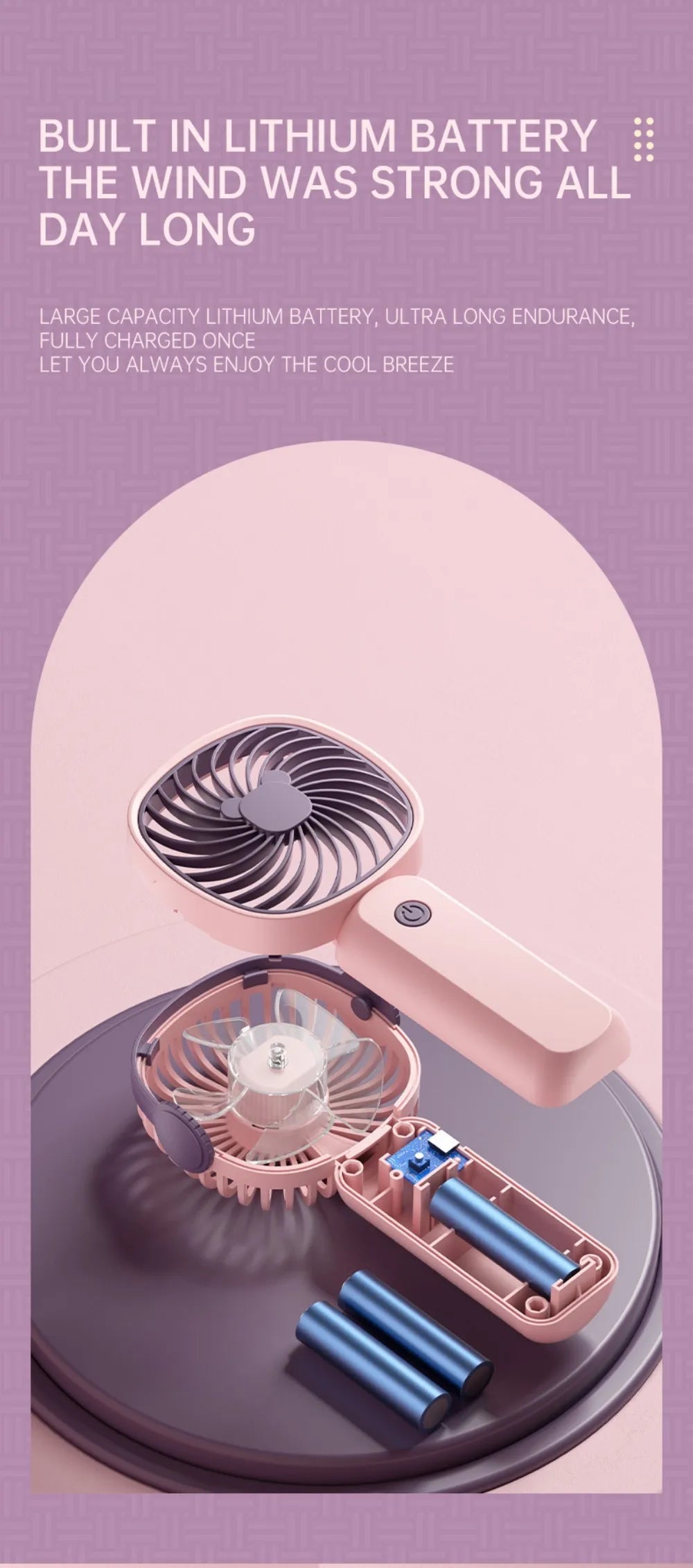 Portable Mini Fan USB Outdoor Handheld Fan with Desktop Phone Holder 3Wind Adjustments Long Working Life Multi-function Mini Fan