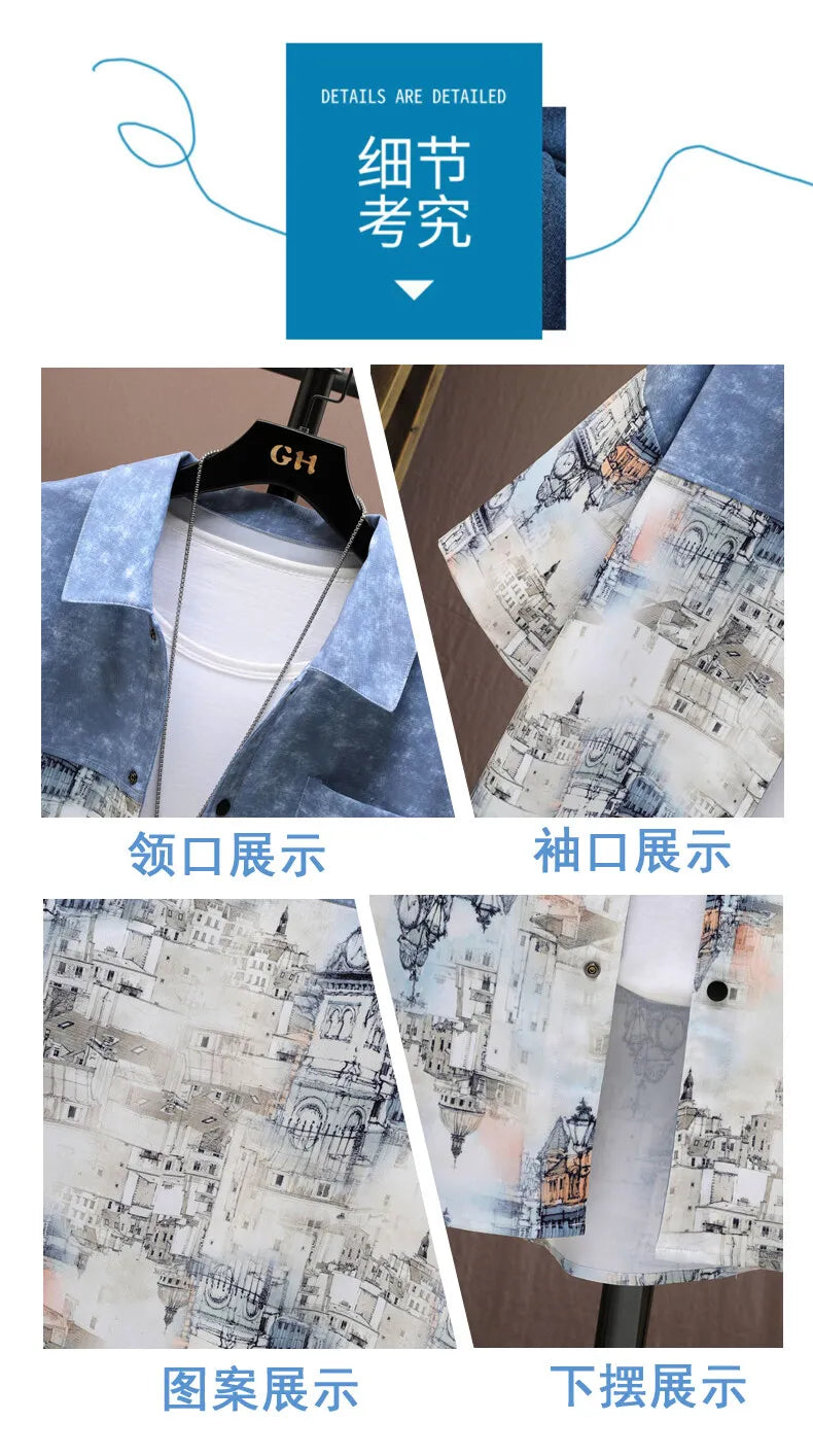 Shirts + shorts 2025 summer Sportswear Men's fashion short sleeve printing Sets Male shirts and shorts Casual Shirts Two Piece