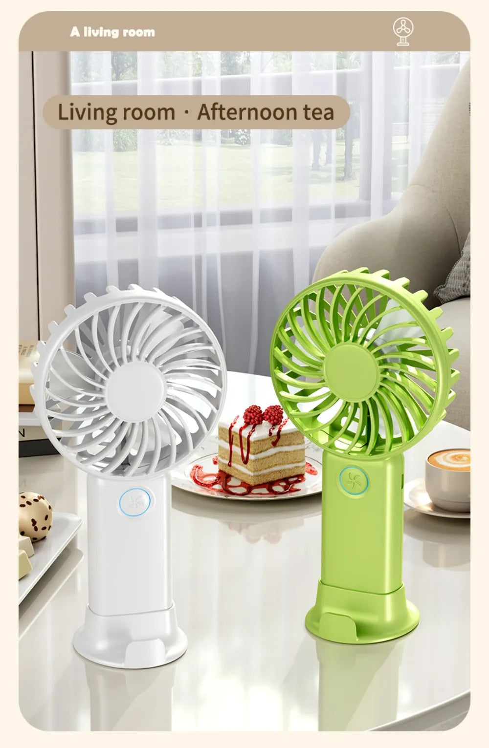 Portable Mini Fan USB Outdoor Handheld Fan with Desktop Phone Holder 3Wind Adjustments Long Working Life Multi-function Mini Fan