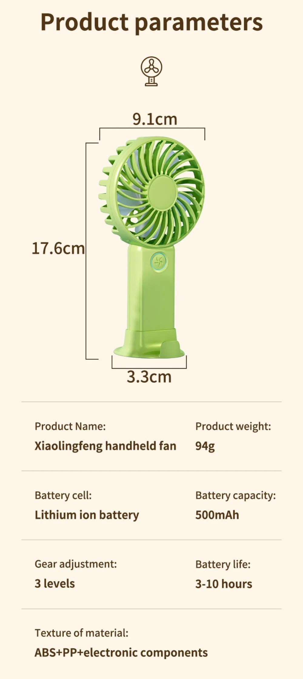 Portable Mini Fan USB Outdoor Handheld Fan with Desktop Phone Holder 3Wind Adjustments Long Working Life Multi-function Mini Fan