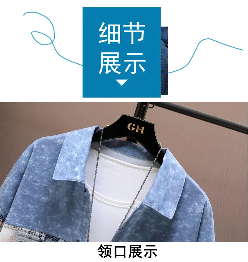 Shirts + shorts 2025 summer Sportswear Men's fashion short sleeve printing Sets Male shirts and shorts Casual Shirts Two Piece