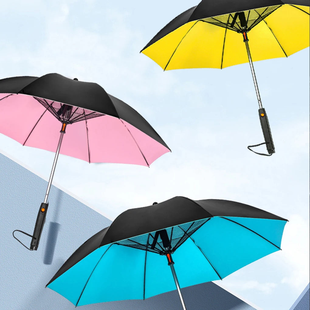 Umbrella With Fan USB Rechargeable Battery Portable Fan Umbrella With Mist Spray Umbrella For Summer Walking