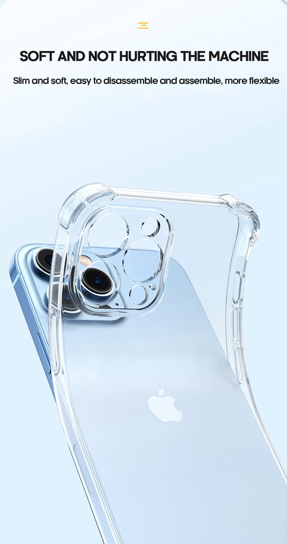 Shockproof Silicone Clear Phone Case for iPhone 13 11 14 Pro Max 12 Mini Lens Protection Back Case for IPhone 15 16 PRO XS MAX X