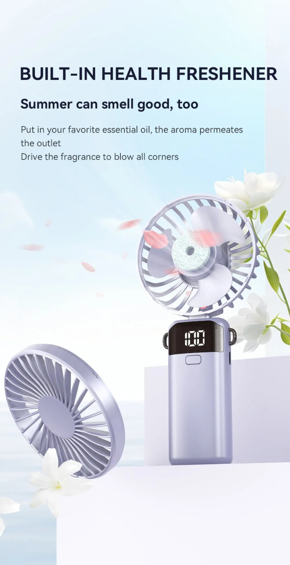 Portable Mini Fan USB Outdoor Handheld Fan with Desktop Phone Holder 3Wind Adjustments Long Working Life Multi-function Mini Fan