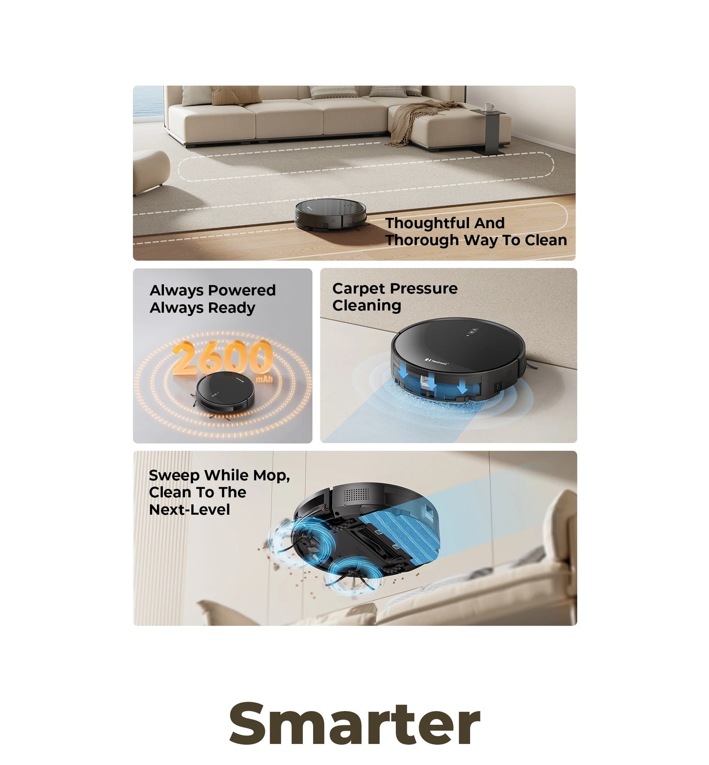 Redroad E3 Robot Vacuum Cleaner Auto Charging 2700Pa Power App Control Water Tank Wet Mopping Electric Sweeper