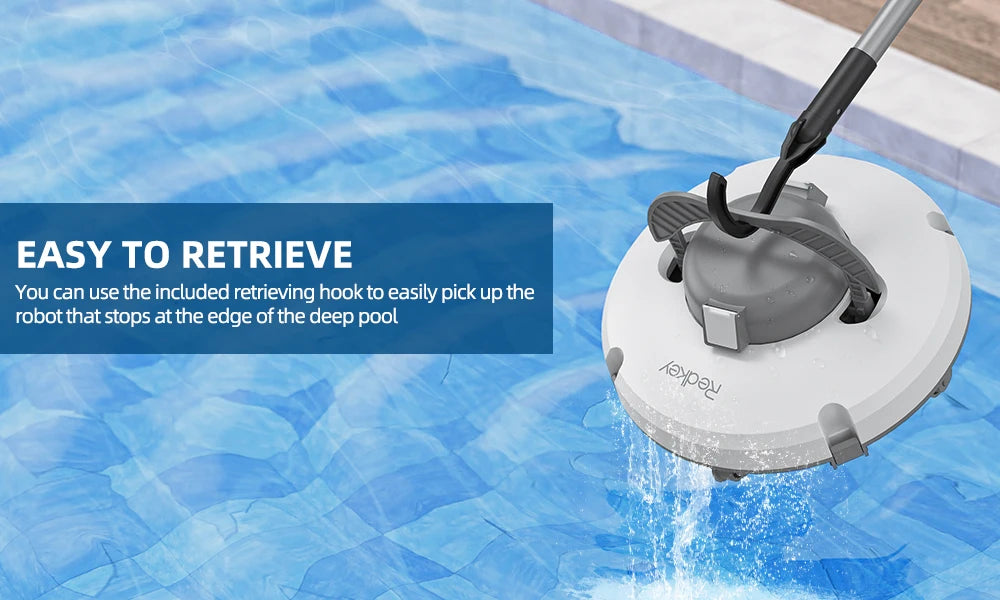 Redkey S100 Cordless Robotic Pool Vacuum for Ground Pool Automatic Pool Vacuum Cleaner Lasts 120 Mins with Strong Suction