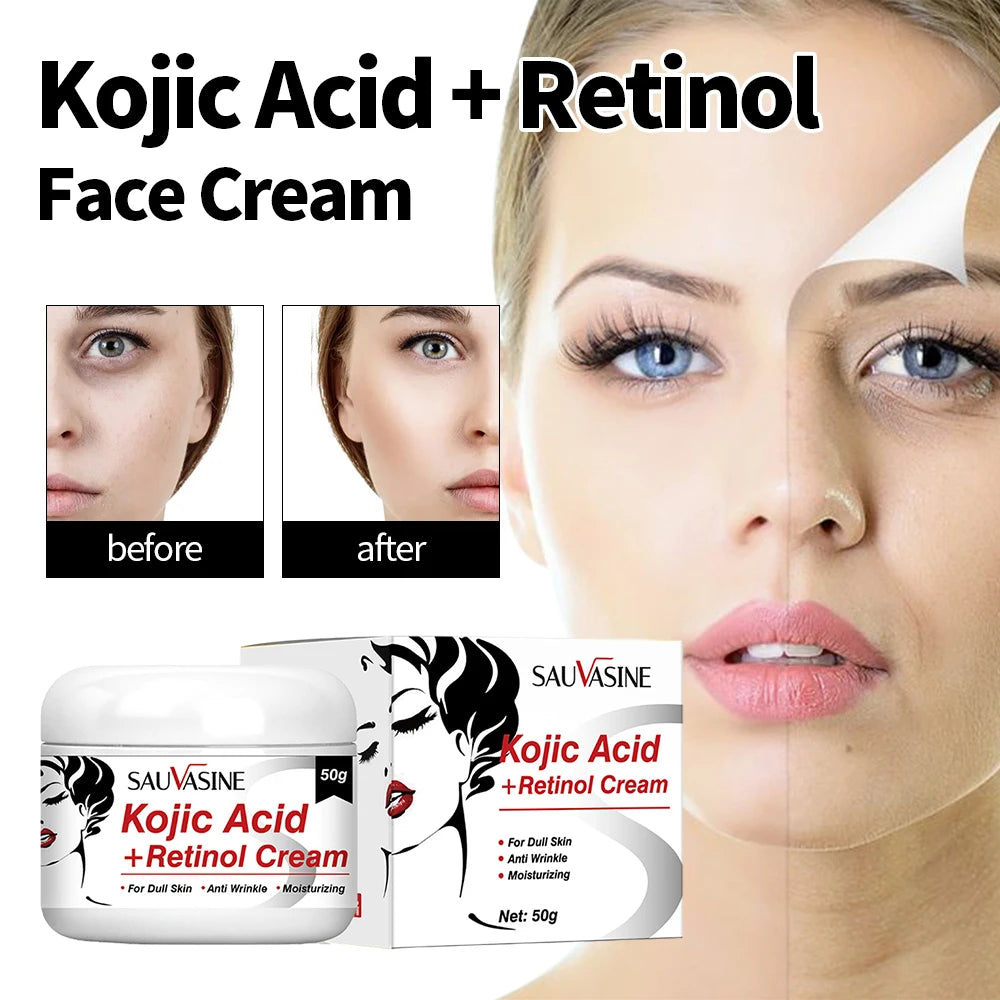 Kojic Acid Skin Care Set Anti-aging Face Cream Wrinkle Removal Facial Serum Deep Cleansing Brighten Moisturize Kojic Acid Soap