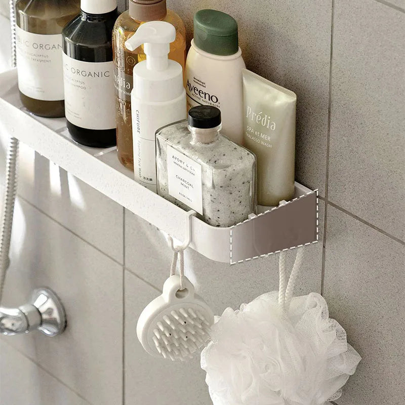 Toilet Cosmetics Shelf White Self-adhesive Bathroom Body Wash Shampoo Organization Shelves Storage Racks Storage Support Holder