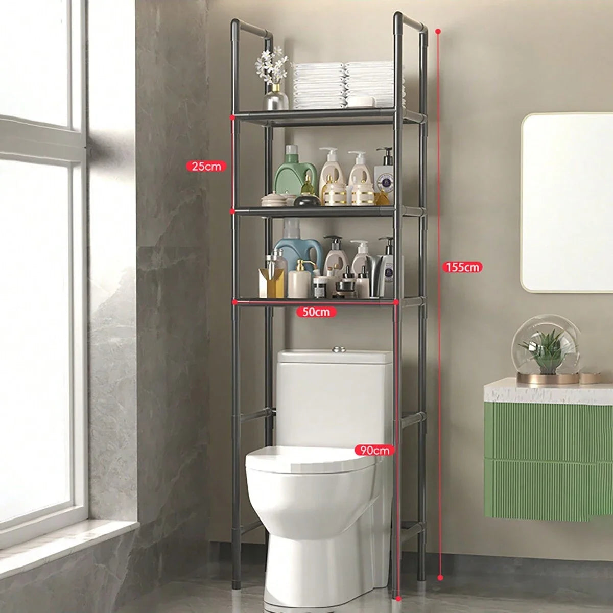 Bathroom Storage Rack Over The Toilet Shelf Multilayer Space Saver Organizer Multi-Functional Wall Hanging Toilet Storage Rack