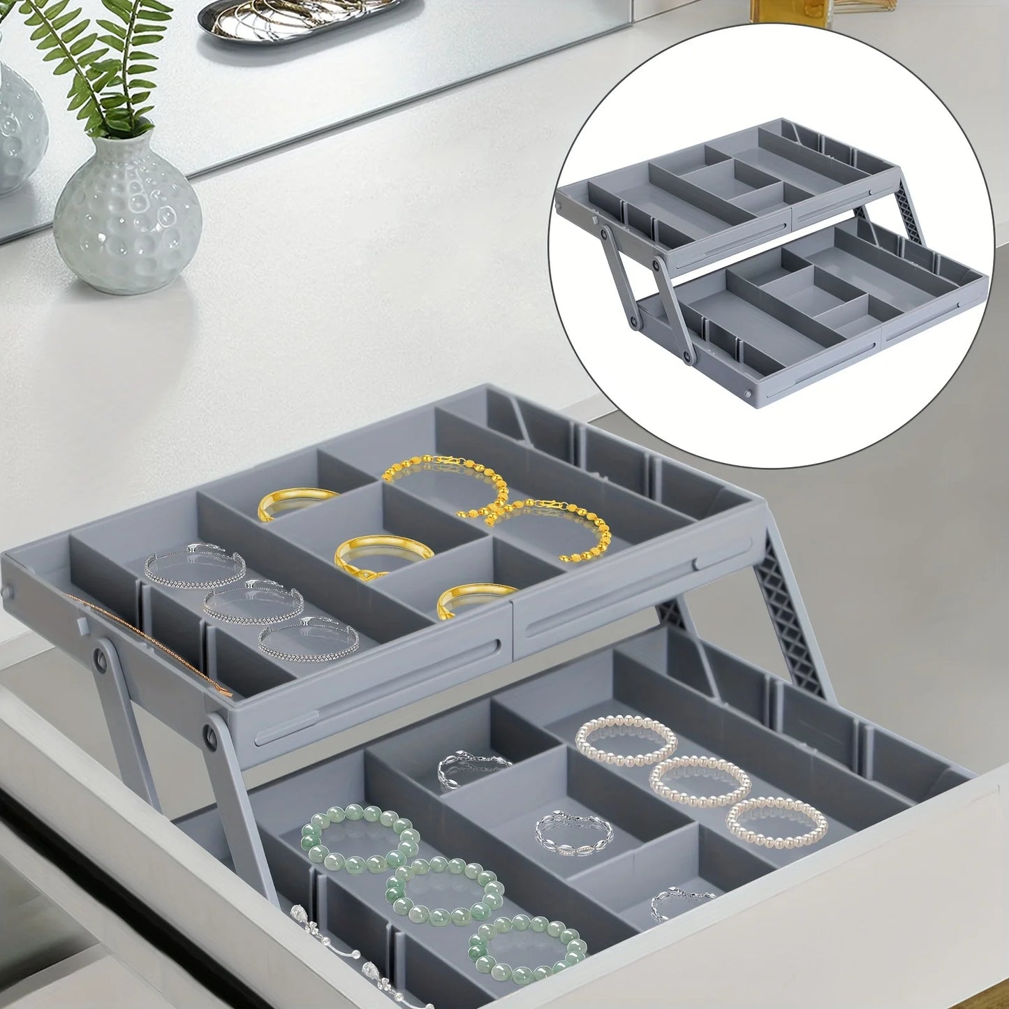 Foldable Drawer Organizer, Multifunctional Storage Box, Suitable for Kitchen Utensils, Tools, Jewelry, Makeup