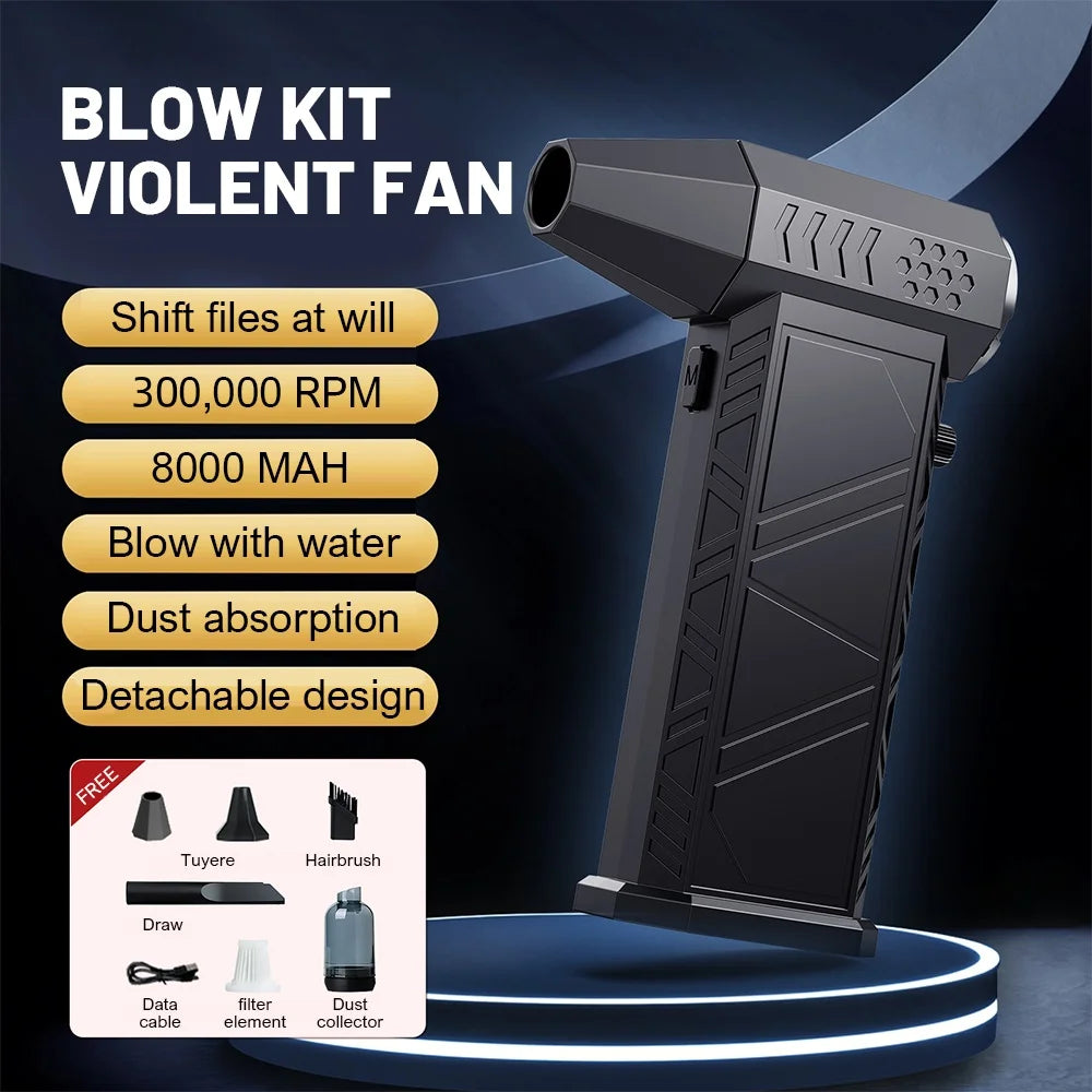 Turbo Fan Upgrade New X9 Rechargeable Blower 300000RPM Brushless Air Blower Turbo Jet Fan Portable Dust Blower Electric Dryer
