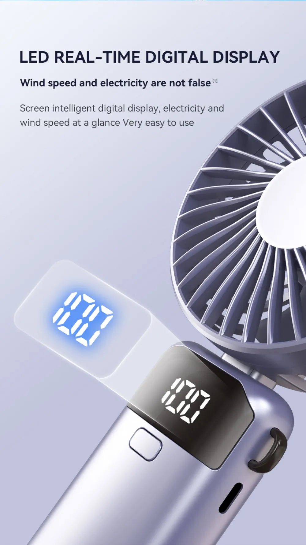 Portable Mini Fan USB Outdoor Handheld Fan with Desktop Phone Holder 3Wind Adjustments Long Working Life Multi-function Mini Fan