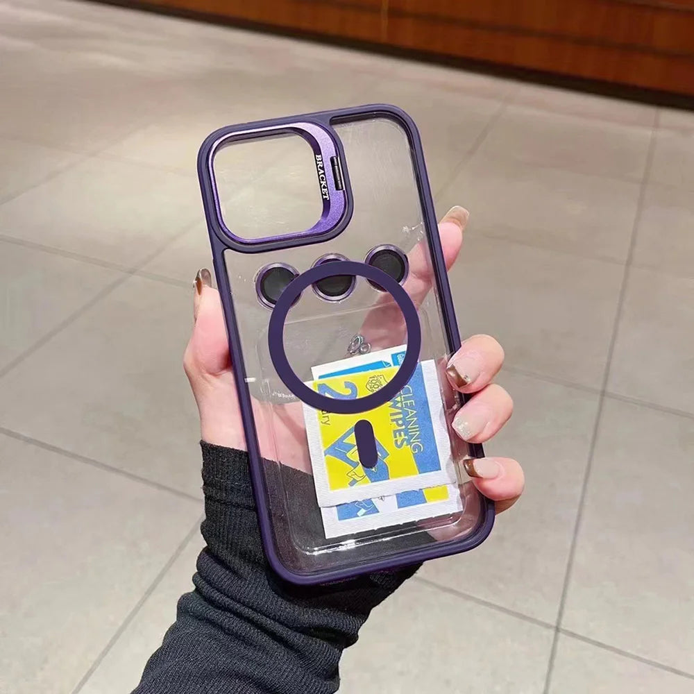 Luxury Magnetic Shockproof Phone Case For iPhone 16 Pro Max 15 14 13 12 11 17 Air For Magsafe Stand Glass Lens Protector Cover