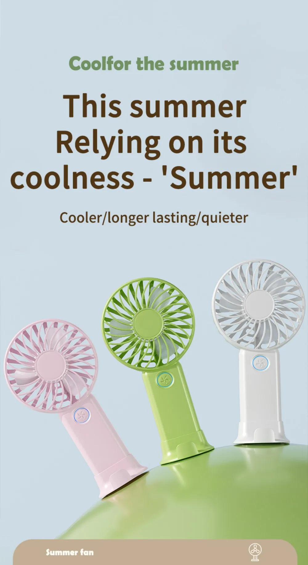 Portable Mini Fan USB Outdoor Handheld Fan with Desktop Phone Holder 3Wind Adjustments Long Working Life Multi-function Mini Fan