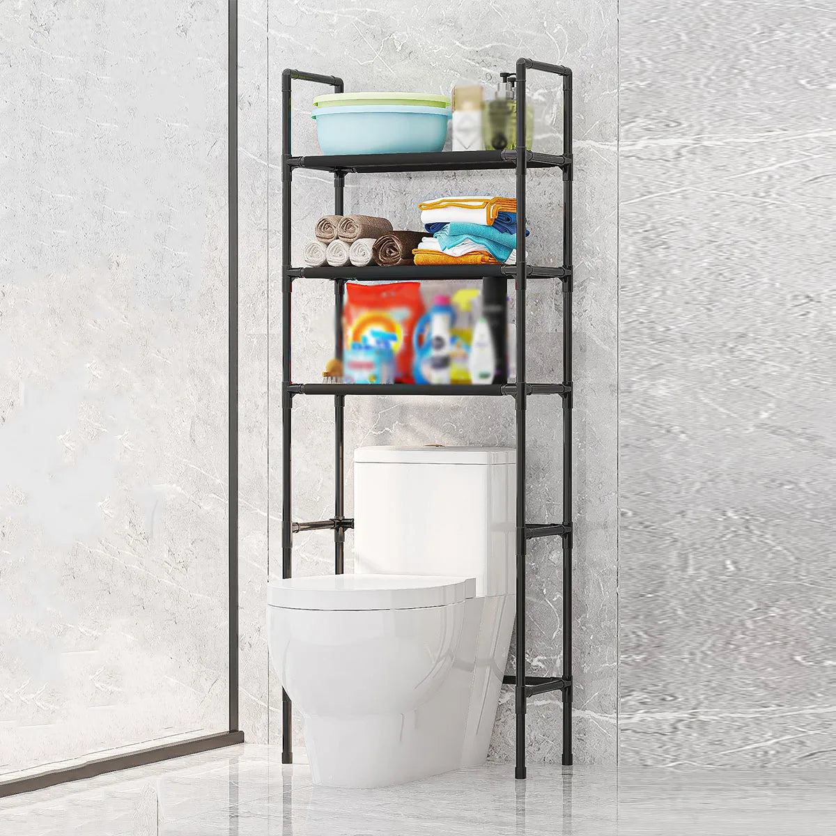Bathroom Storage Rack Floor Mounted Over Toilet Shelf Multilayer Space Saver Multi-Functional Kitchen Organizer