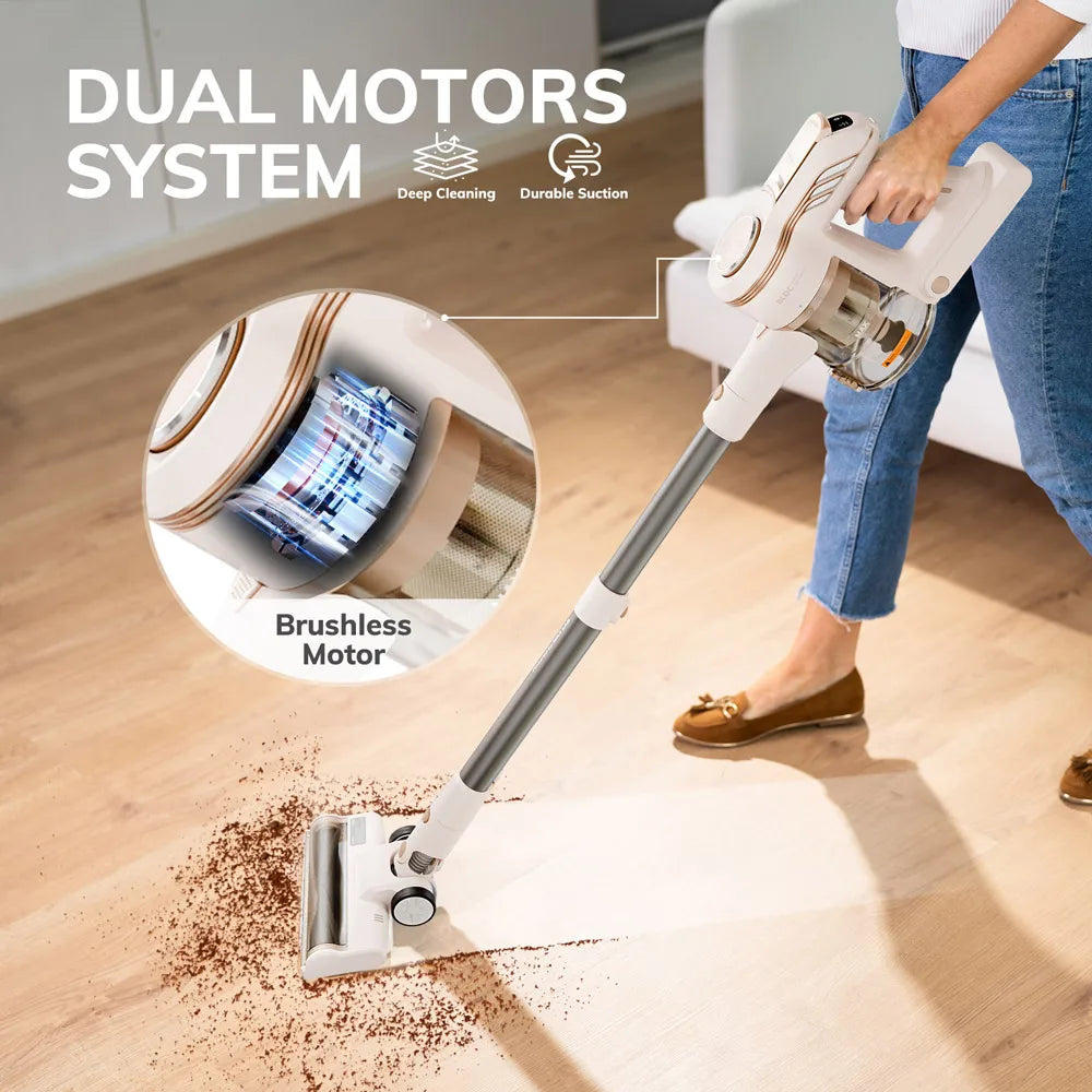 Cordless Vacuum Cleaner Hard Floor Carpets Pet Hair Dual Motor Vacuum Cleaner Cleaning Machine Removable Battery