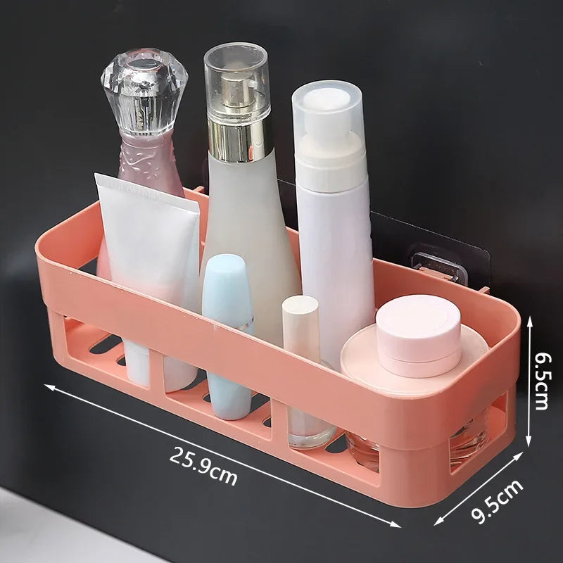 Bathroom Shelf Organizer Toilet Adhesive Shampoo Gel Storage Basket Decoration Bathroom Corner Shower Shelf Rack Accessories