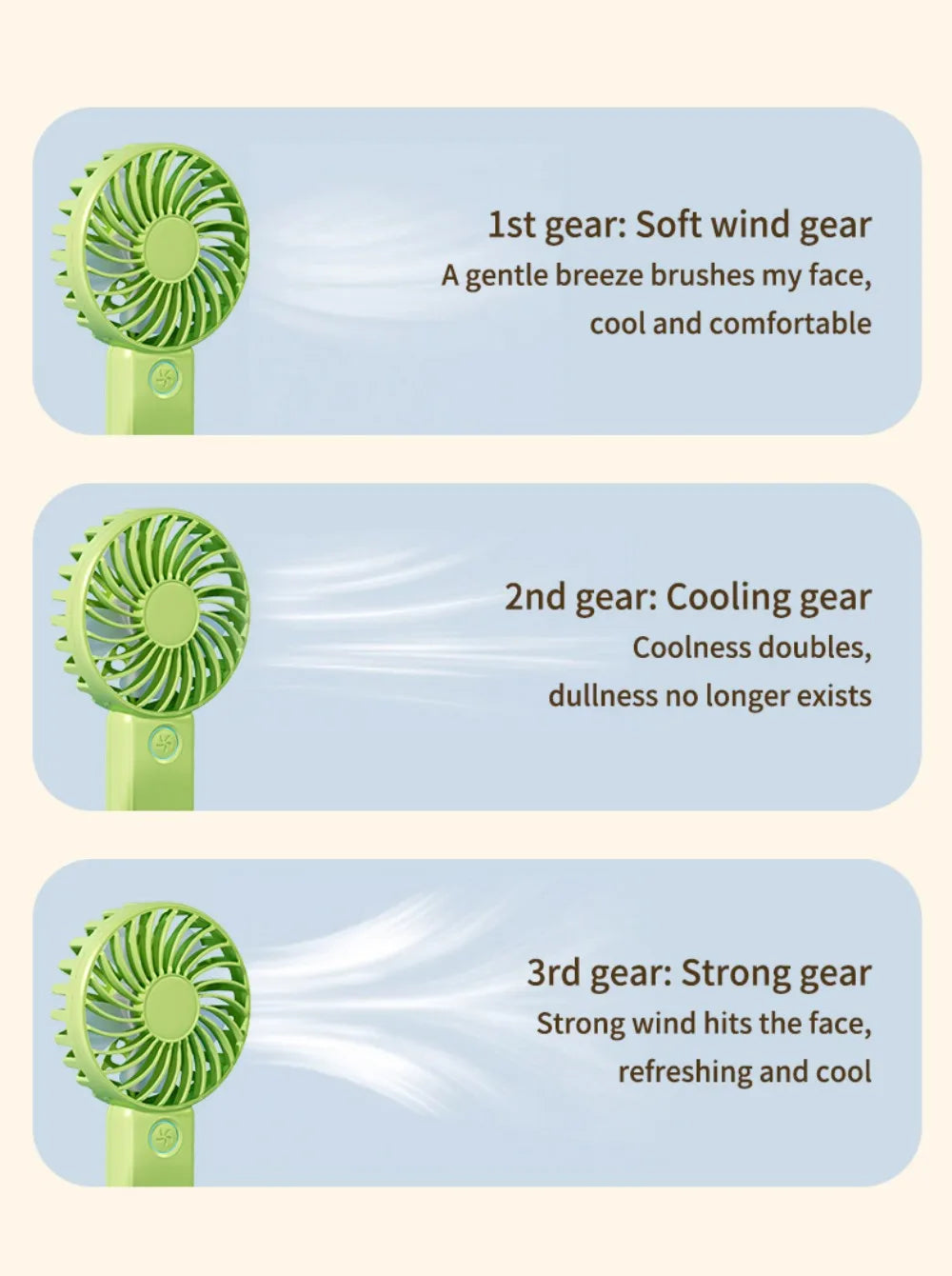Portable Mini Fan USB Outdoor Handheld Fan with Desktop Phone Holder 3Wind Adjustments Long Working Life Multi-function Mini Fan