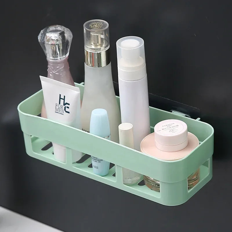 Bathroom Shelf Organizer Toilet Adhesive Shampoo Gel Storage Basket Decoration Bathroom Corner Shower Shelf Rack Accessories