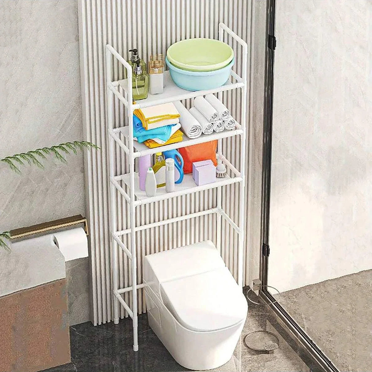 Bathroom Storage Rack Over The Toilet Shelf Multilayer Space Saver Organizer Multi-Functional Wall Hanging Toilet Storage Rack