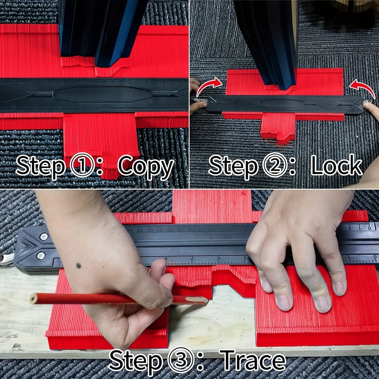 Shape Contour Gauge Duplicator Profile Measuring Angle Ruler Thickness Gauge Contour Template Copy Duplicator Woodworking Tools