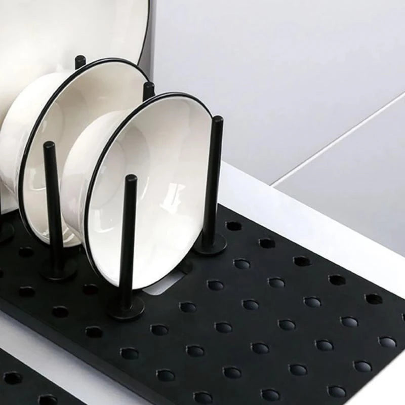 Kitchen Organizer Dish Drying Rack Telescopic Plate Bowl Stand Storage Drawer Adjustable Holder Drain Shelf Home Accessories