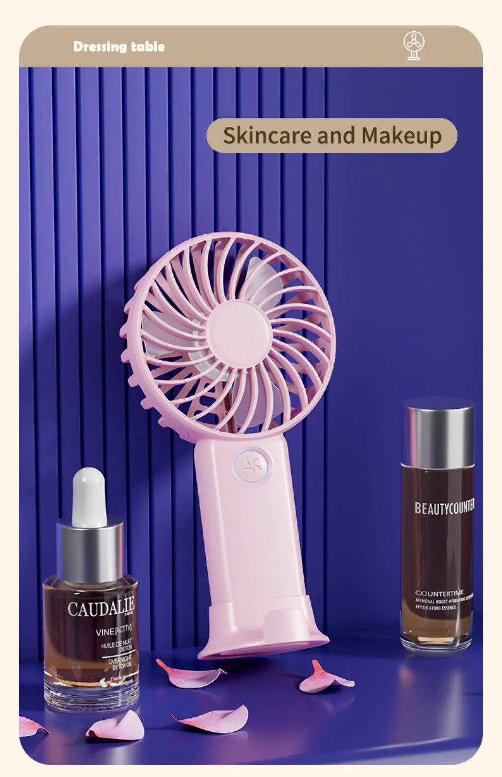 Portable Mini Fan USB Outdoor Handheld Fan with Desktop Phone Holder 3Wind Adjustments Long Working Life Multi-function Mini Fan