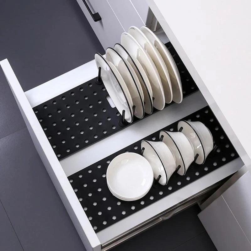 Kitchen Organizer Dish Drying Rack Telescopic Plate Bowl Stand Storage Drawer Adjustable Holder Drain Shelf Home Accessories