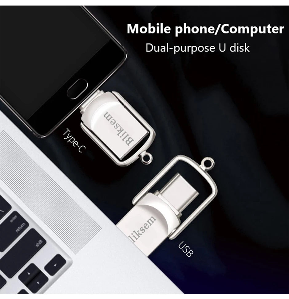 Bliksem 2in1 USB Flash Drive 32GB 64GB 128GB for TYPE-C PC High Speed USB Flash Drive 128GB USB 2.0 TYPE-C 32GB 64GB Pen Drive