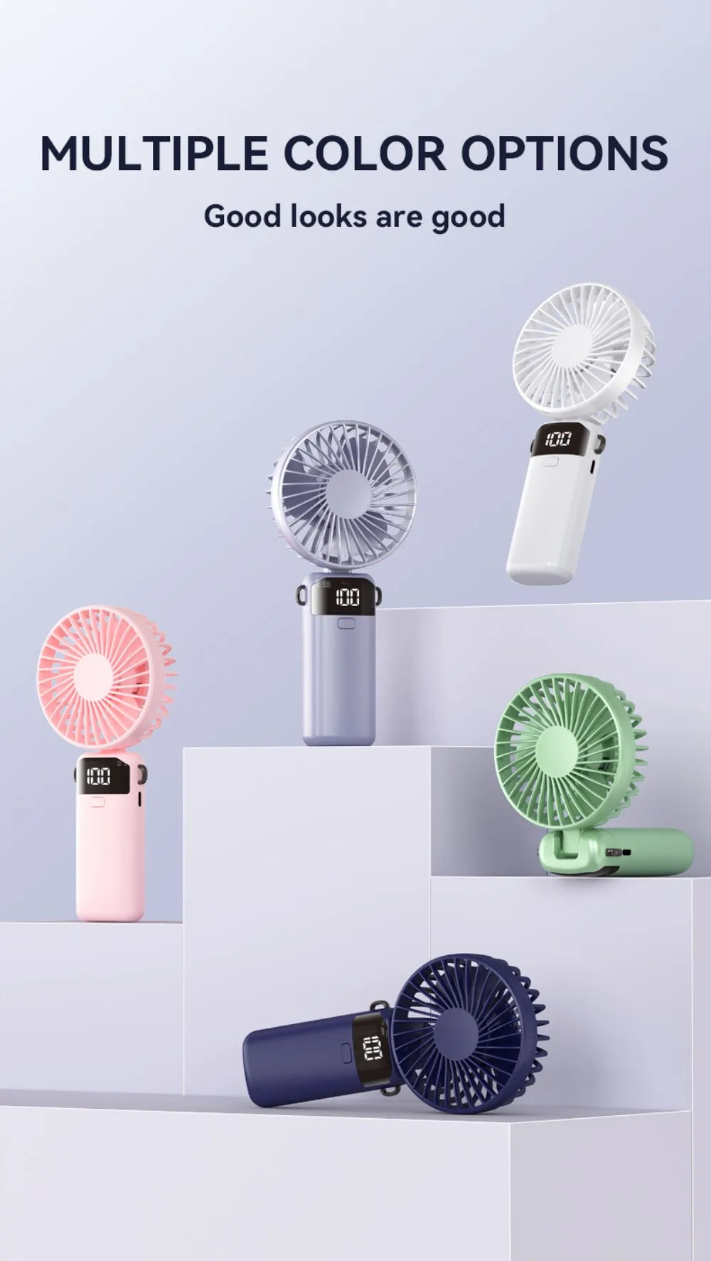 Portable Mini Fan USB Outdoor Handheld Fan with Desktop Phone Holder 3Wind Adjustments Long Working Life Multi-function Mini Fan
