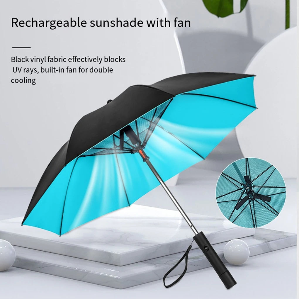 Umbrella With Fan USB Rechargeable Battery Portable Fan Umbrella With Mist Spray Umbrella For Summer Walking
