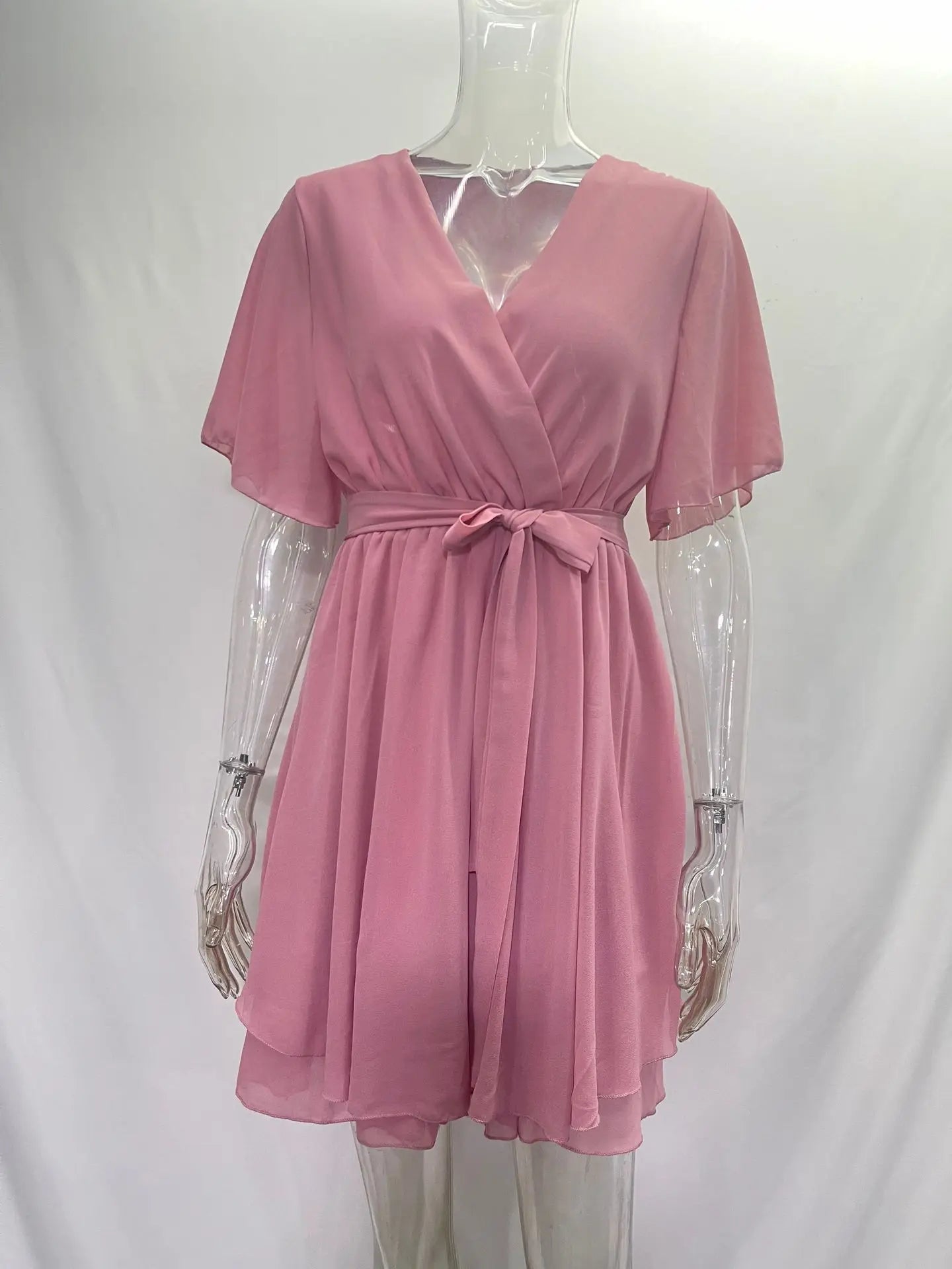 Women White Black Dress Summer Sexy V-neck Cross Strap Mini Skirt Ruffled Hem Chiffon Dress Female Fashion Casual Beach Dresses