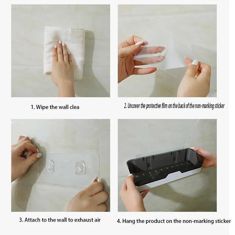 Bathroom Shelf Organizer No Drill Organizer Shower Storage Rack Wall Mount Plastics Toilet Shampoo Holder Bathroom Accessories
