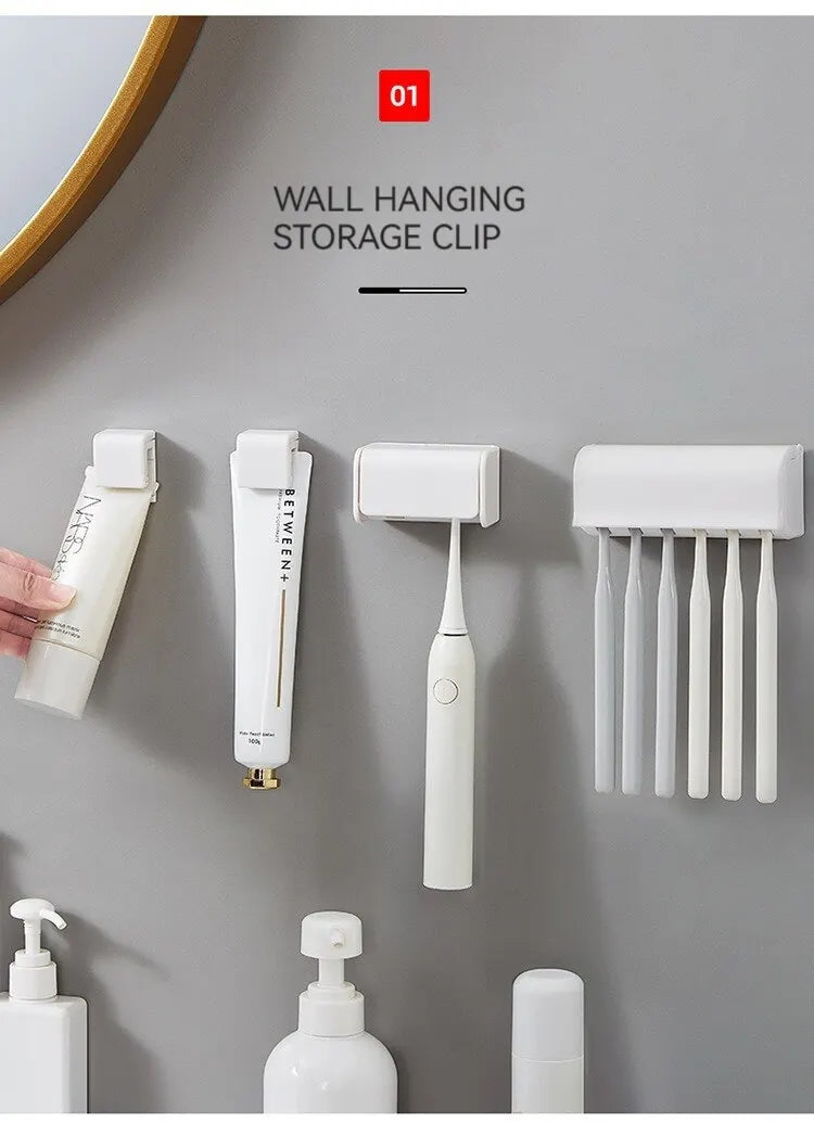 Toothbrush Organizer Sticky Toothbrush Holder Simple Toothbrush Organizer Bathroom Bathroom Shelf