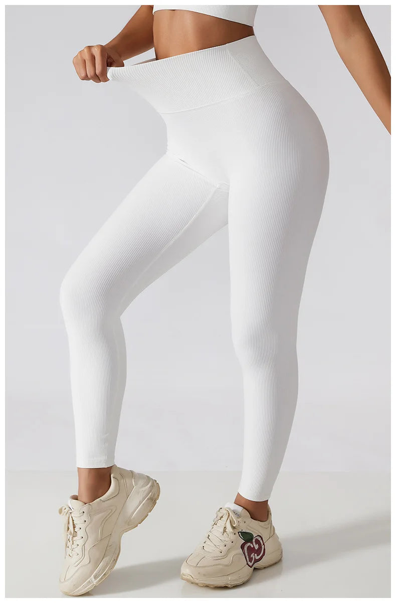 New Ribbed Seamless Yoga Pants High Waist Gym Leggings Sport Women Fitness Female Legging Tummy Control Running Tights