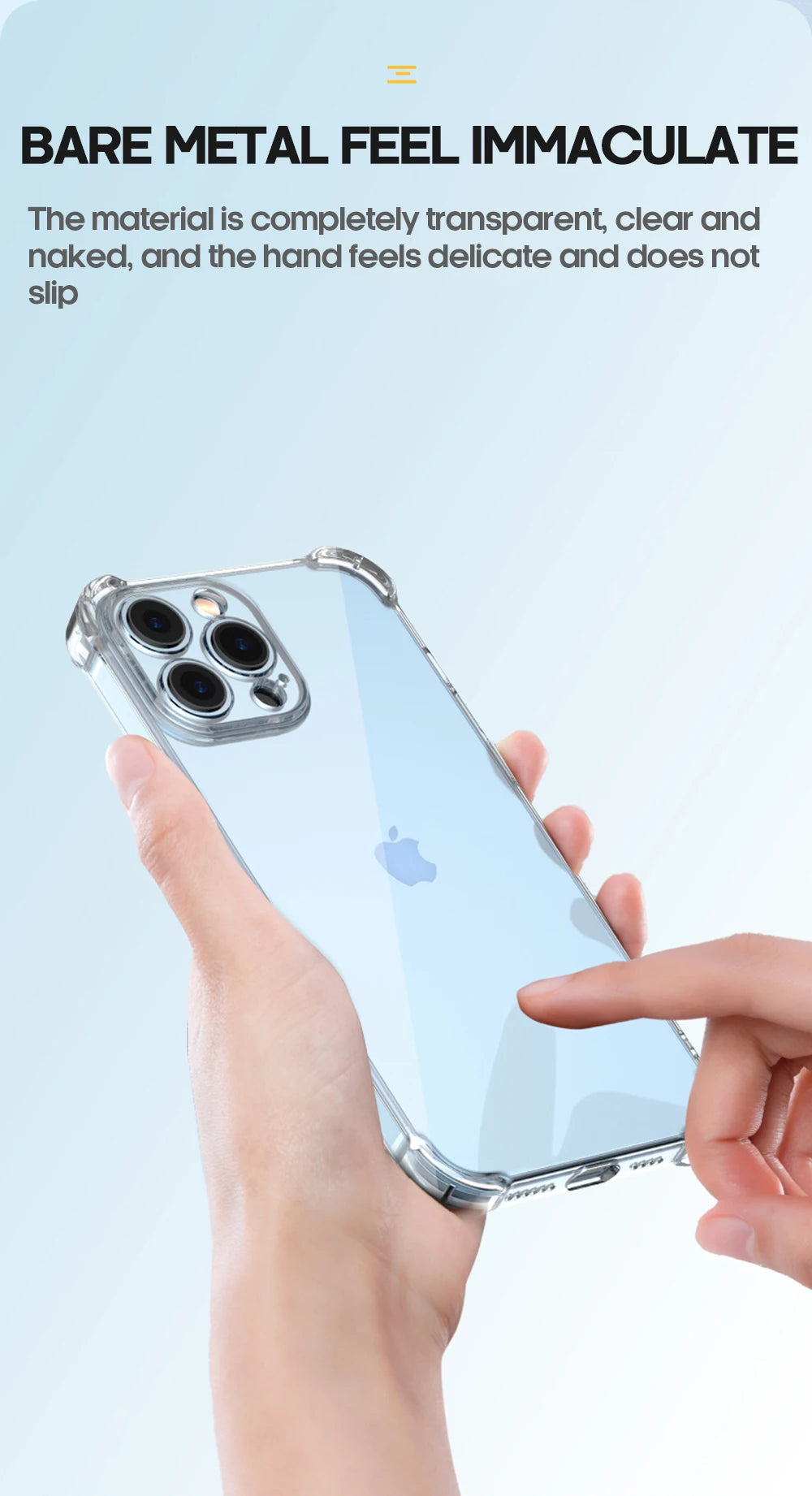 Shockproof Silicone Clear Phone Case for iPhone 13 11 14 Pro Max 12 Mini Lens Protection Back Case for IPhone 15 16 PRO XS MAX X