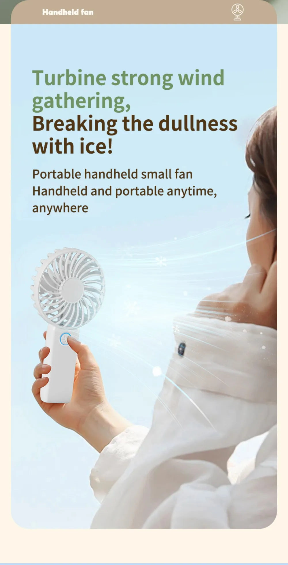 Portable Mini Fan USB Outdoor Handheld Fan with Desktop Phone Holder 3Wind Adjustments Long Working Life Multi-function Mini Fan