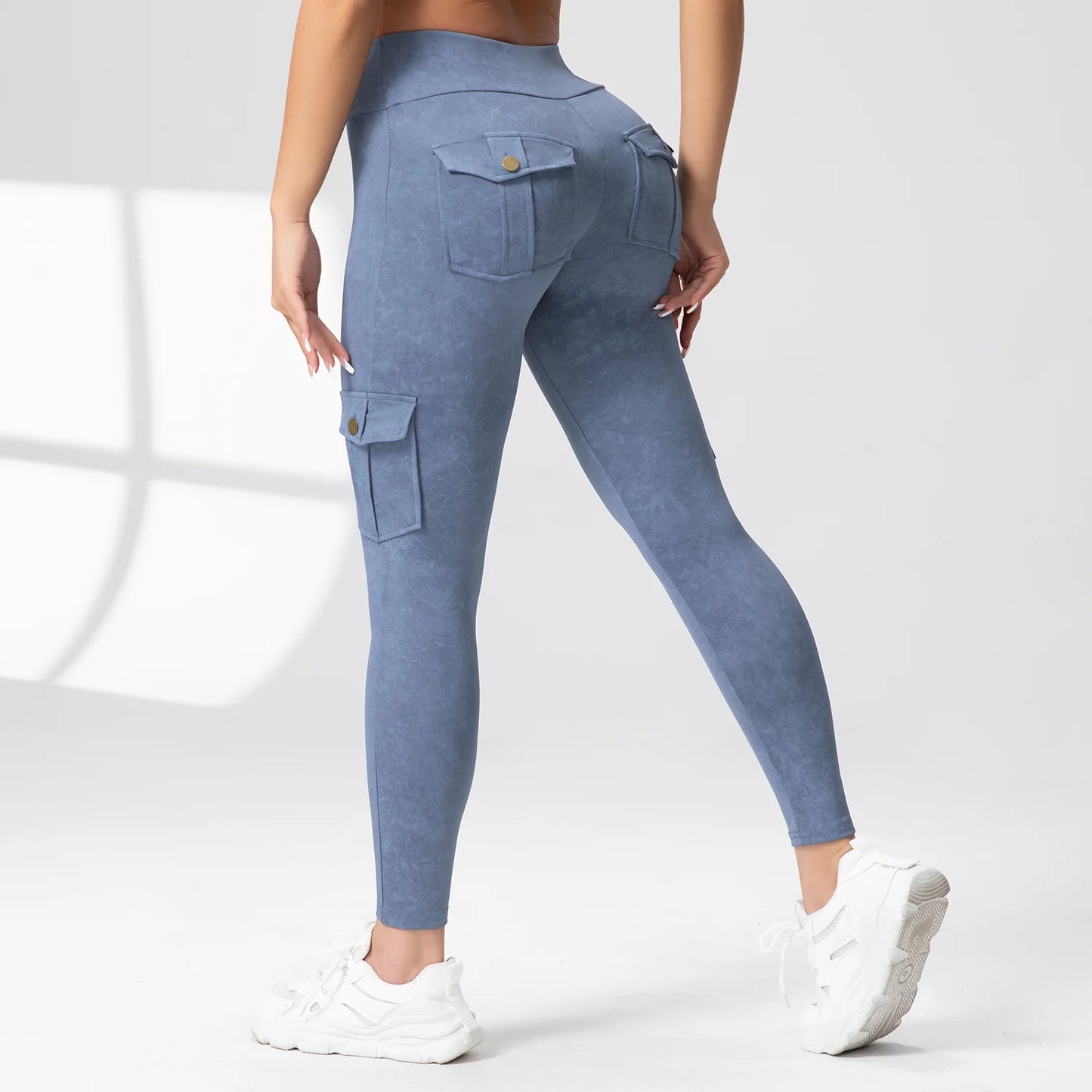 Washed Print Yoga Pants Work Pocket Fitness Legging High Waist Butt Lifting Workout Gym Tights Outdoor Running Pants Sportswear