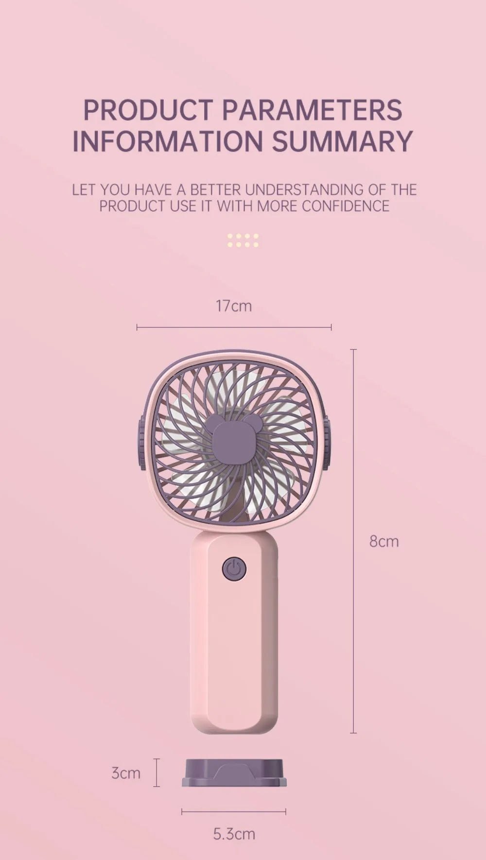 Portable Mini Fan USB Outdoor Handheld Fan with Desktop Phone Holder 3Wind Adjustments Long Working Life Multi-function Mini Fan