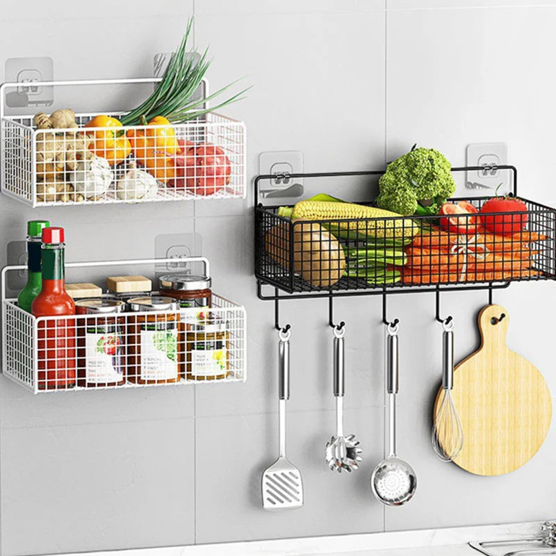 Multifunctional Bathroom Organiser Toiletries Organiser No-Punch Bathroom Shelf Bathroom Kitchen Wall Mount Storage Rack
