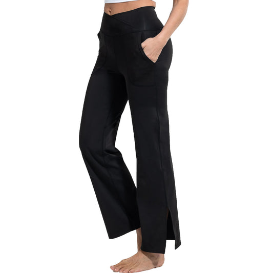 Yoga Pants for Women Wide Leg Yoga Pants Black Straight Leg Yoga Pants Crossover High Waisted Long Bootleg Work Pants
