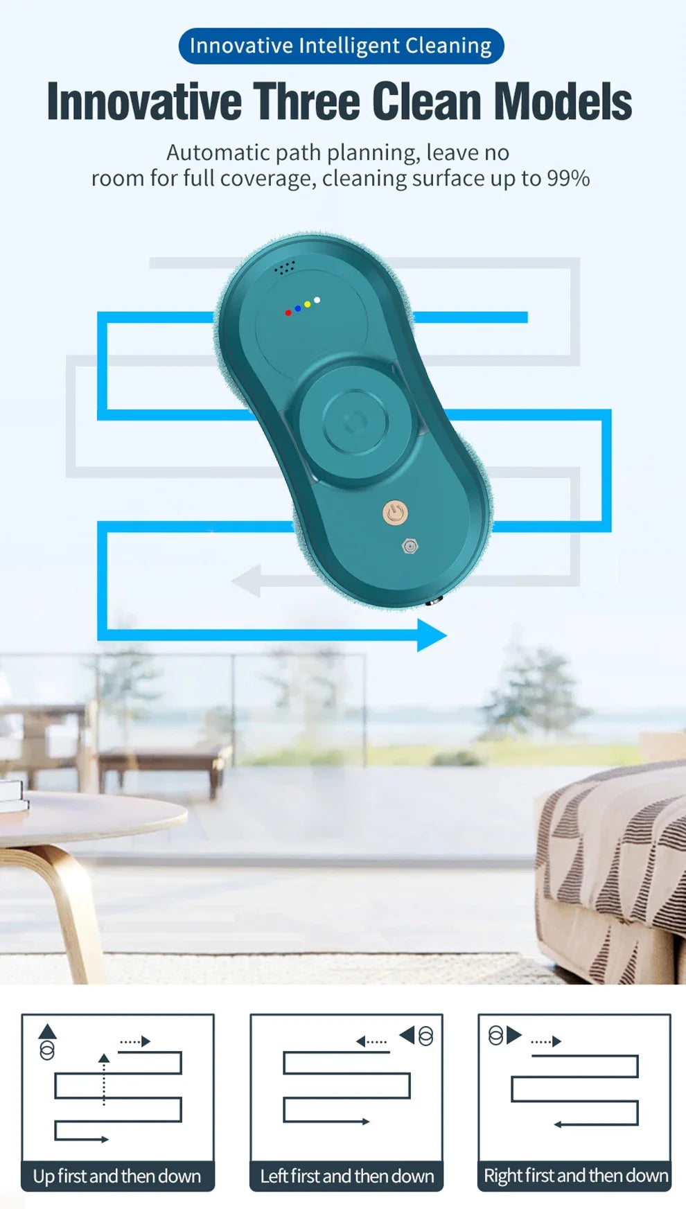 Purerobo W-R1 Window Cleaning Robot Smart APP Control Automatic Cleaning Glass  High Suction Power Electric Robot Vacuum Cleaner